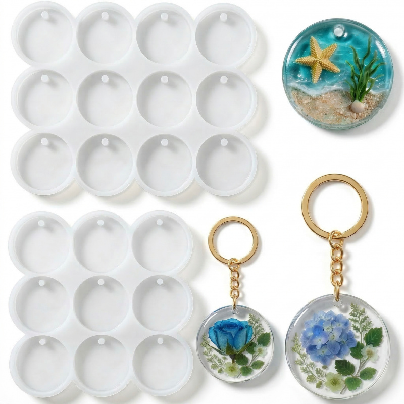Serving Tray Mold - 2 Resin keychain mold ，3.3centimeters and4.6Centimeter
