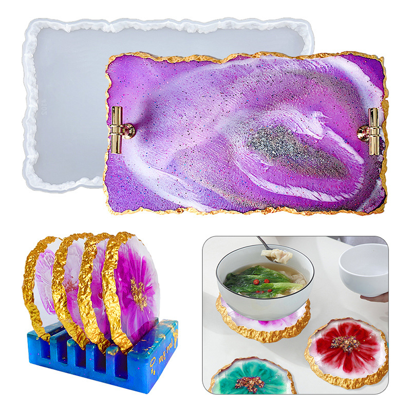 Serving Tray Mold - DM413 Drusy Coaster Resin Mold Geode