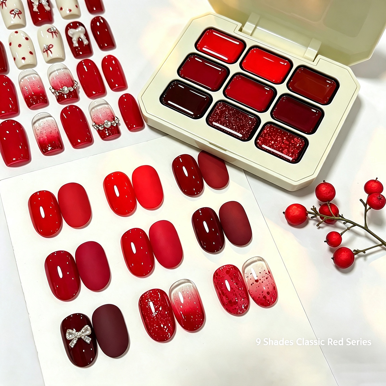 9 Colors Classic Red Solid Nai - Resin Glitter Pack recension och pris