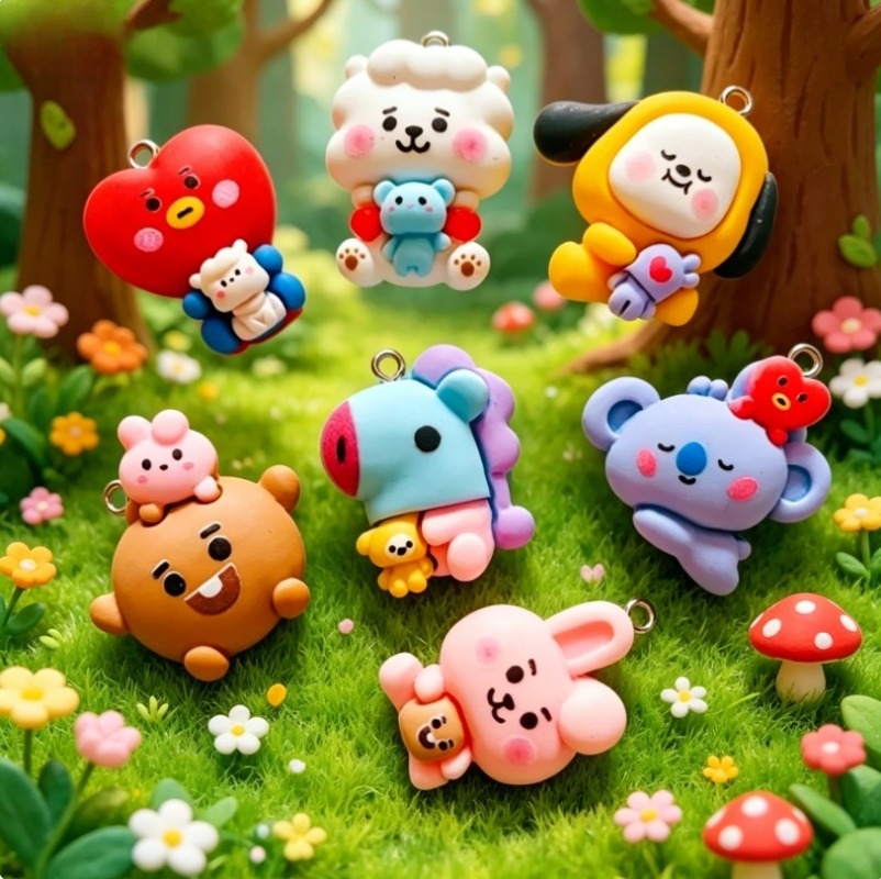 7pcs BT21 Resin Cartoon Charm  - Resin Crafts recension och pris